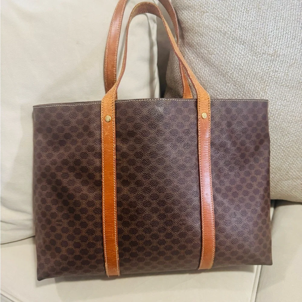 Celine Macadame Brown and Tan Tote Bag with Monogram Canvas - Picture 1 of 8
